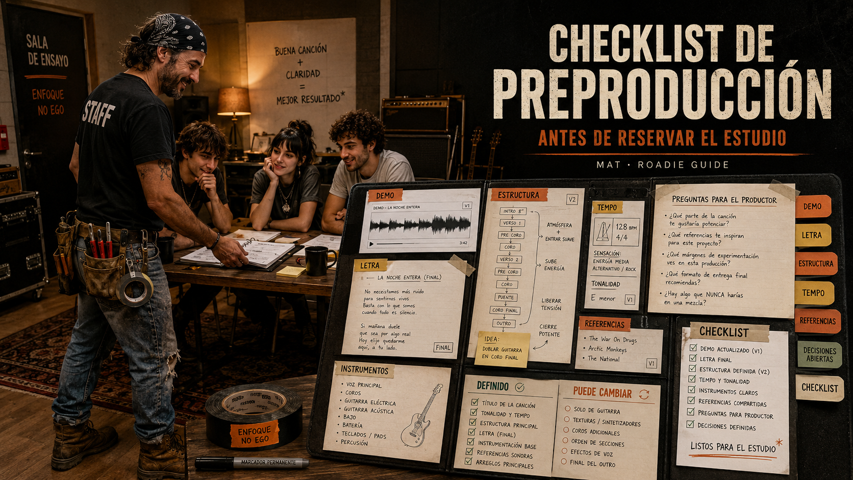 Checklist de preproducción antes de reservar el estudio