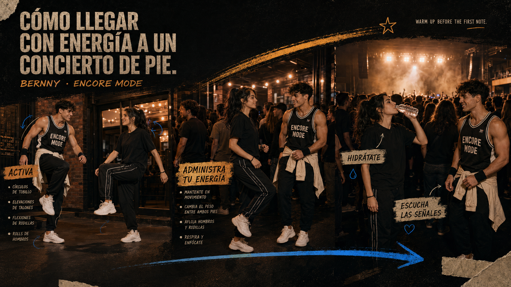 Cómo llegar con energía a un concierto de pie