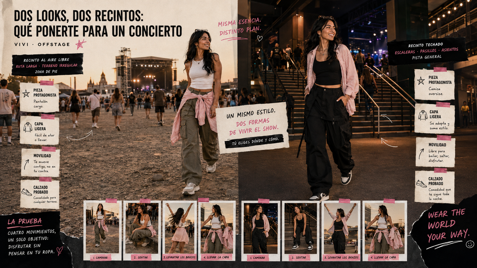 Dos looks, dos recintos: qué ponerte para un concierto