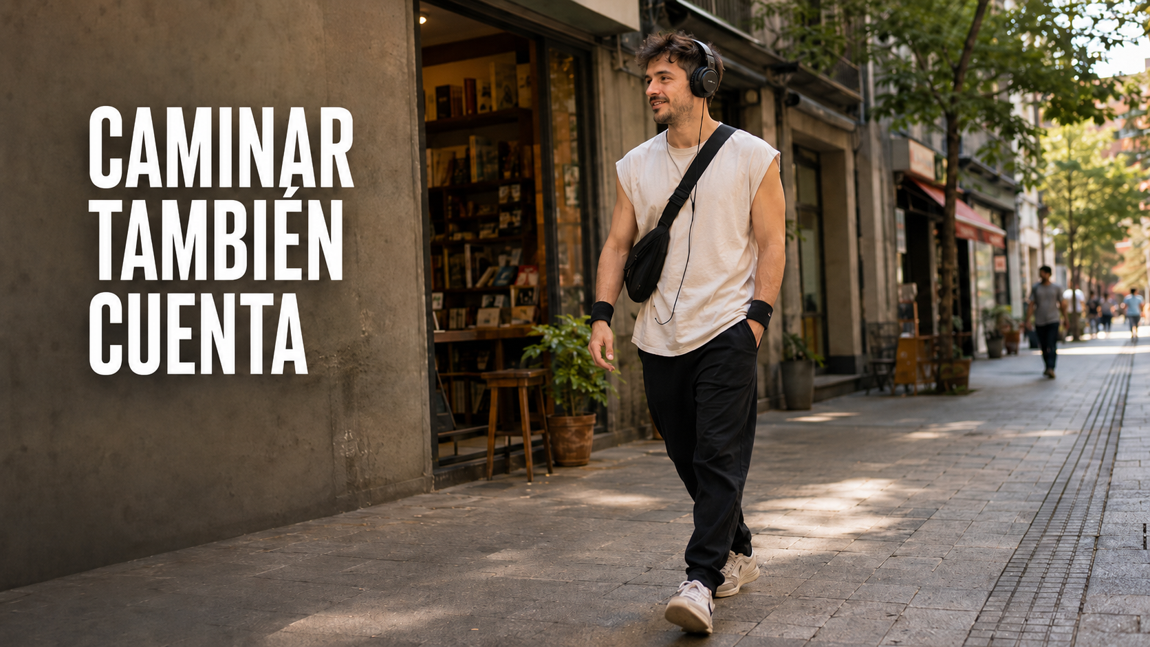 Bernny camina por una calle tranquila con audífonos mientras escucha música